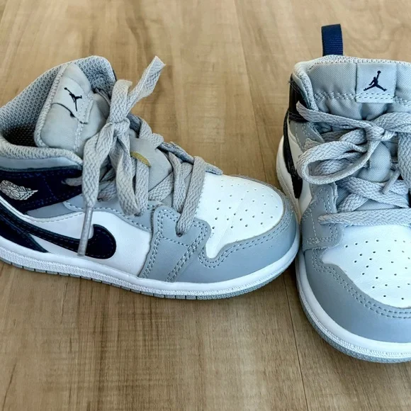 Jordan Kids Sneakers - White, Gray, and Navy - Picture 1 of 9